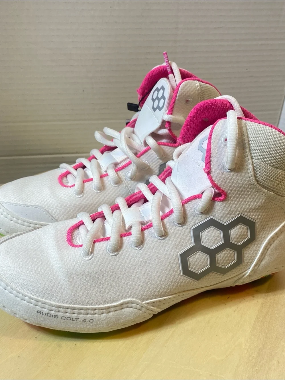 RUDIS Colt 4.0 Wrestling Shoes White Pink Multi-Color Sole Women's 7.5 New!